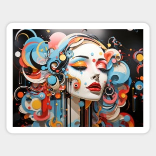 Beauty Woman Retro Abstract Colorful Painting Magnet